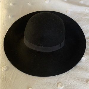 Wide brim black felt hat